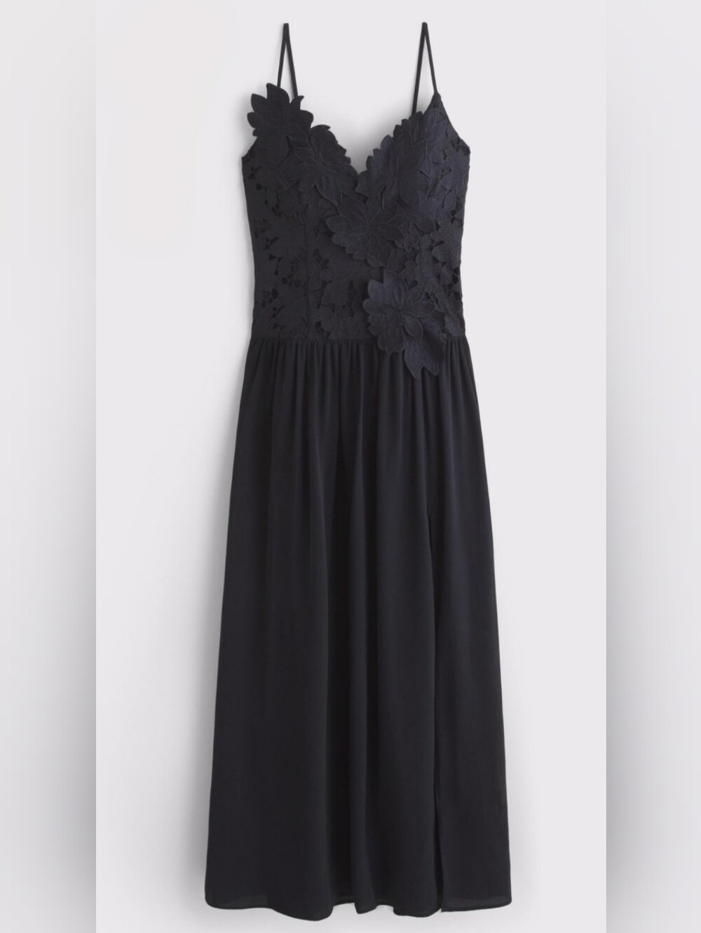 Abercrombie & Fitch Black Floral Appliqué Maxi Dress NWT